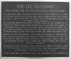 Plaque now on the Lee Building